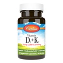 Carlson - Vitamin D3 + K2, 50 mcg (2000 IU) Vitamin D3 & 90 mcg Vitamin K2 sebagai MK7, Bone Support, Calcium Absorpsi, 120 Capsules