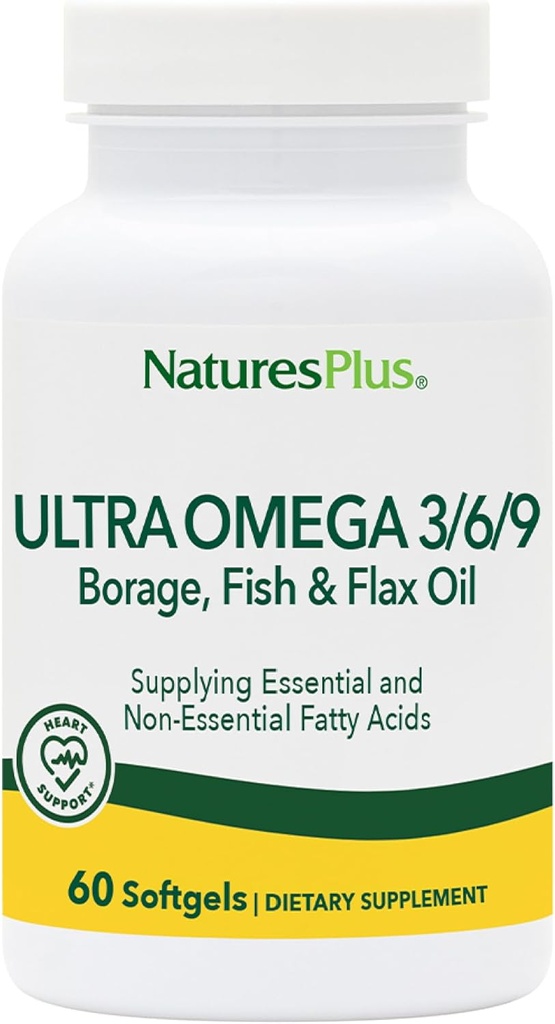 Nature Plus Ultra Omega 3 6 9-1200 mg, 60 Softgel - Borage Oil, Minyak Ikan, Suplemen Flax Oil, Gluten- Bebas - 60