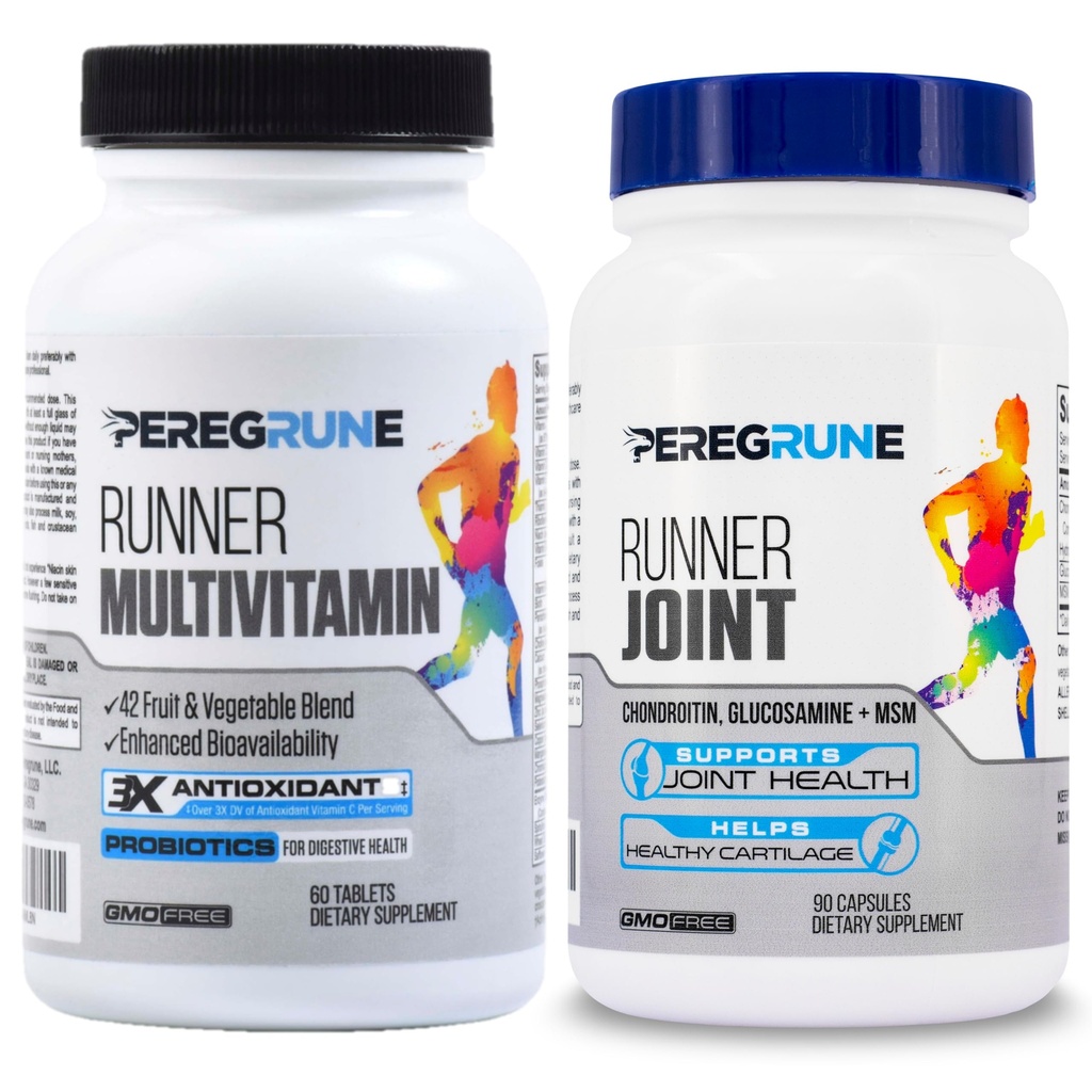 Runner Multivitamin & Gabungan Dukungan Suplemen - Antioksidan, Vitamin B Kompleks, Progories for Health, Energy, Endurance, Pemulihan - Glucosamin Chondroitin, MSM - GMP Menjalankan Suplemen