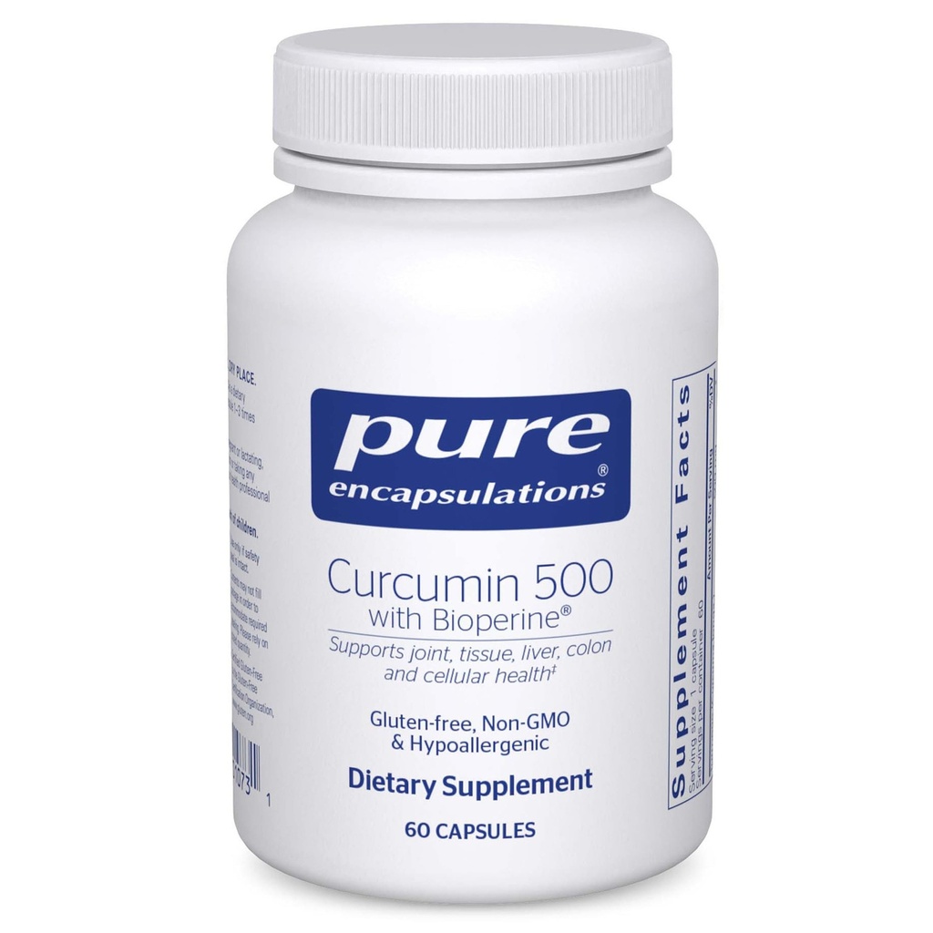 Curcumin 500 murni dengan Bioperin - Suplemen Antioksidan untuk Dukungan Joints, Tissule, Liver, Colon & Cellular Kesehatan * - dengan Curcumin Turmeric & Bioperin - 60 Capsules