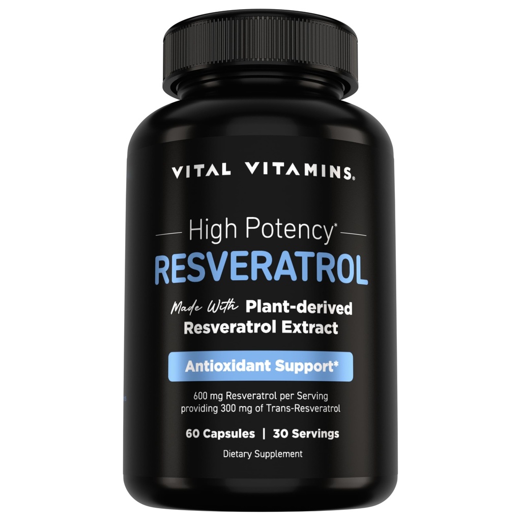 Vitamin Reveratrol Vital Suplemen - Dukungan Antioksidant, Sel Umur-panjang, Fungsi Kognitif - 60 Kapsul