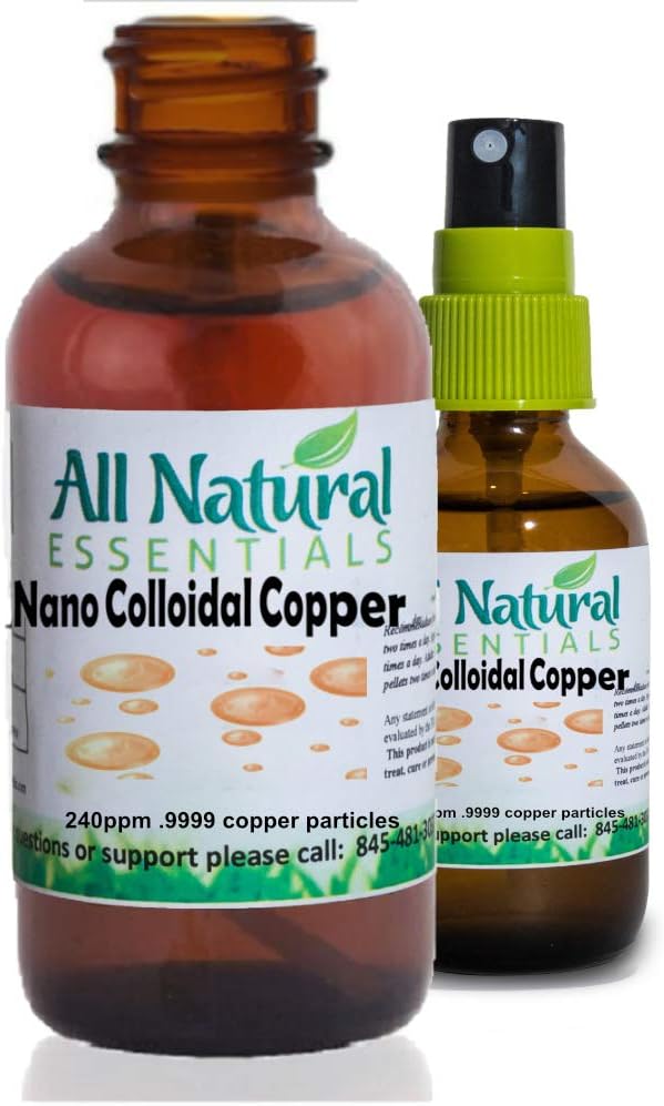 Nano Colloidal Minerals Supplement Liquid Colloidal Copper Mineral 2oz 240plum Bottle Kosher Bersertifikat semua alami untuk Dewasa, Pria, Perempuan, Anak-anak (Semprot)