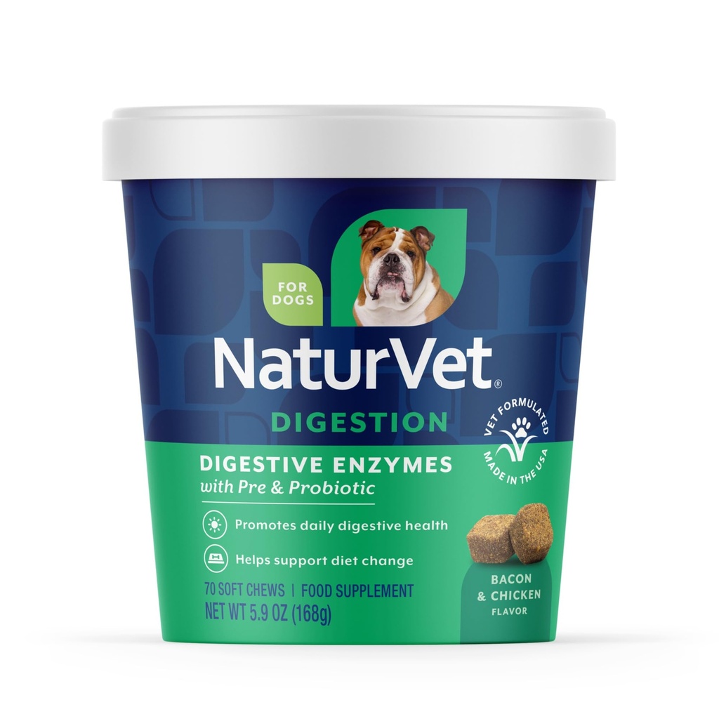 AffeVet - Enzymes Digetical - Plus Progities & Pregres- Membantu Dukung Diet Change & A Healthy Digetical Tract - untuk Dogs (Soft Chews, 70 Count)