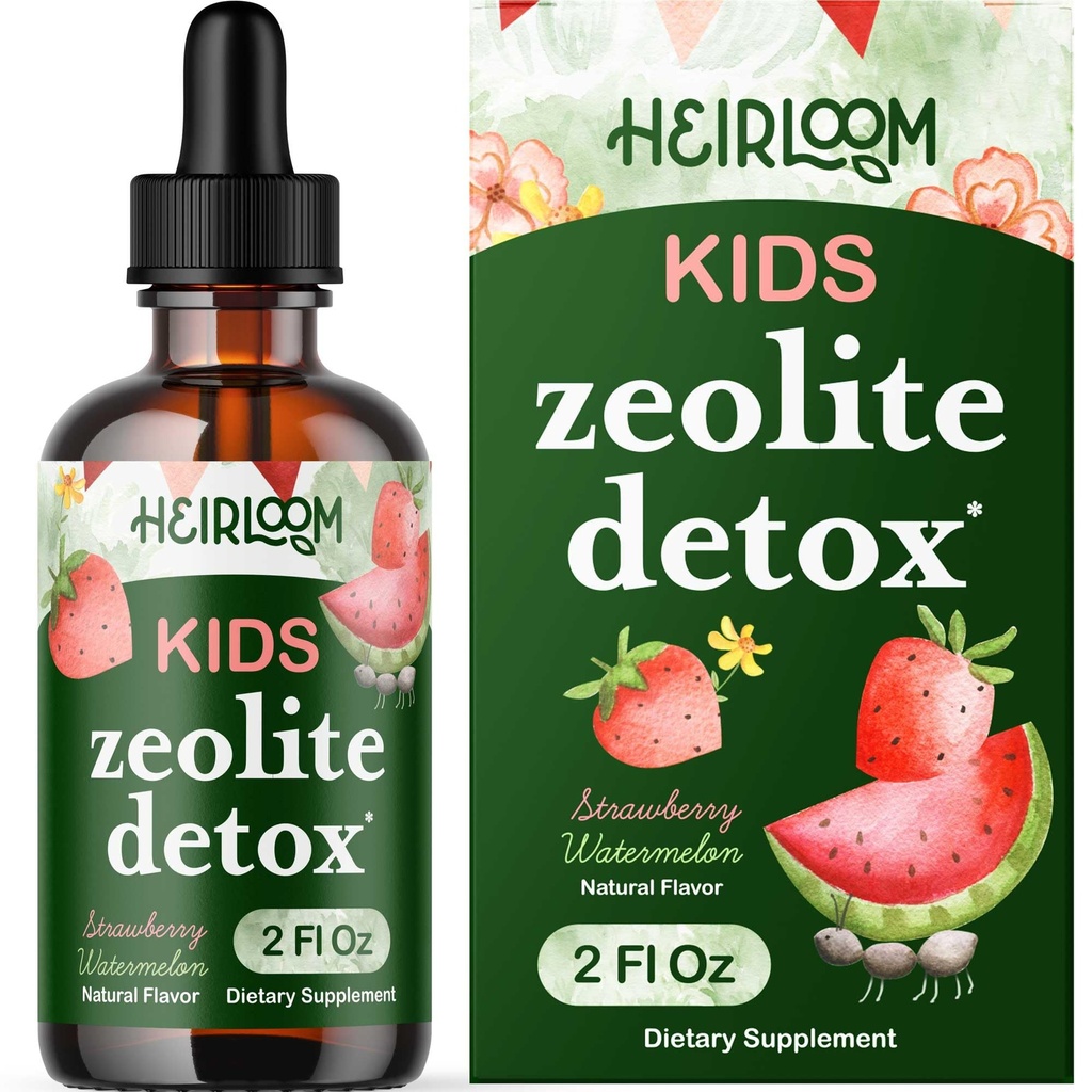 Zeolite Detox for Kids Liquid Drops - Gentle Daily Cleanse & Speech Dupport with Methylated B12 & Vitamin D - Kid Clinopolite Zeolite Drops Detox Cleanse Suplemen 2oz