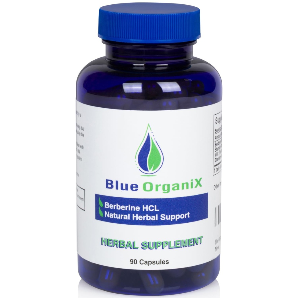 Berberin dengan Milk Thistle 500mg Formula HCL Kompleks dengan Silymarin untuk Penangguhan Lebih Baik, 90 Vegetarian Capsules, 1 Bottle, Overall Health Support