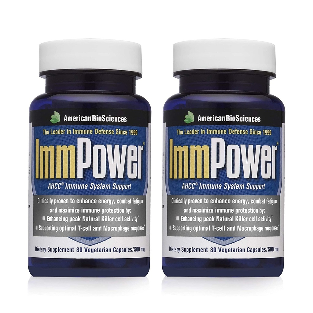 American BioSciences ImmorPower 124; Enhanced Ammune Support, Natural Killer Cell Activity & Cytokine Production 124; 30 Vegetarian Capsules, 500mg AHCC per Capsule (2 Pack)