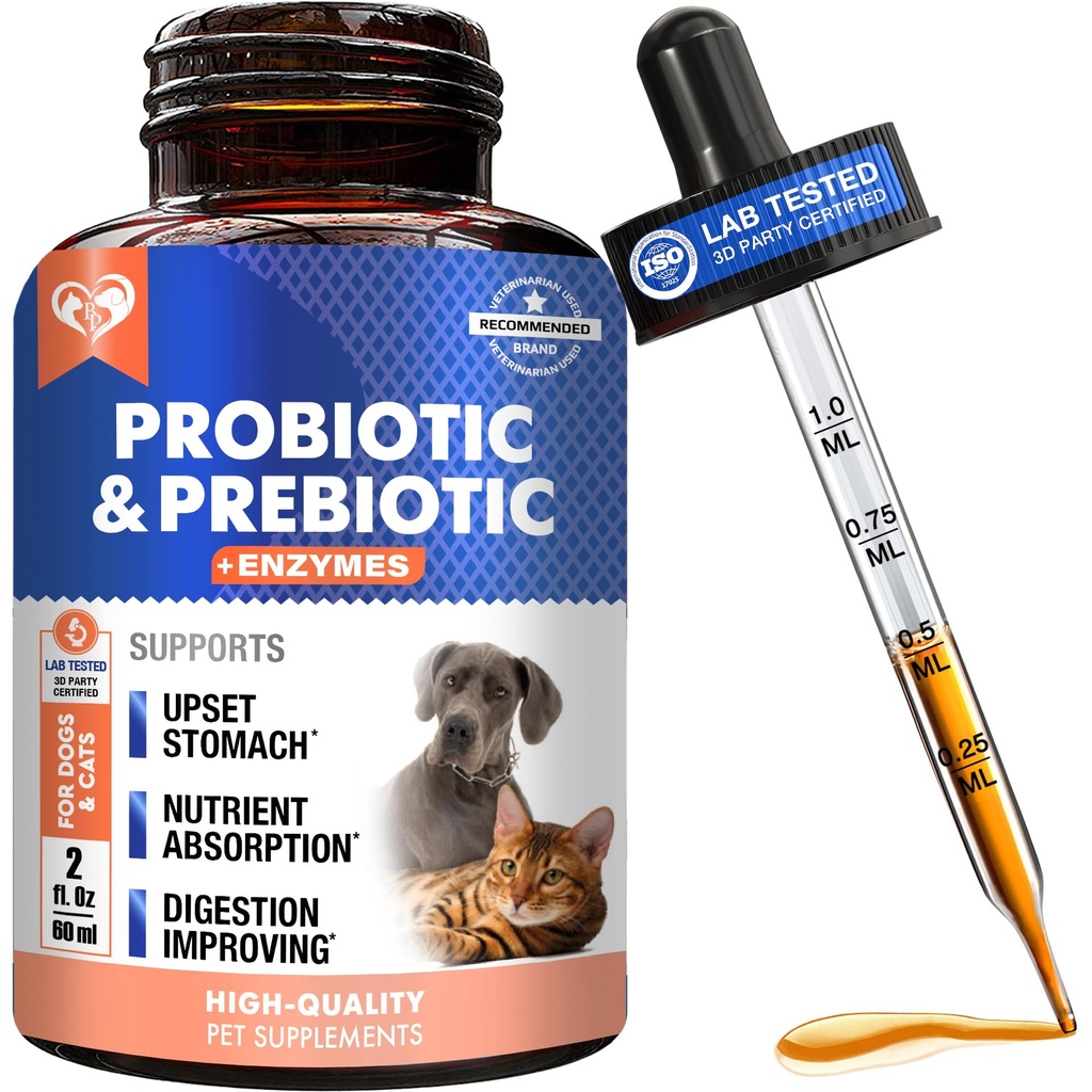 Progres & Prestipation with Enzymes for Dogs and Cats - Digetical Gut Flora Health Pet Food Suplemen - Constipation & Diare and Gas Home Remedy - Upset Atomach Relief - Made in USA