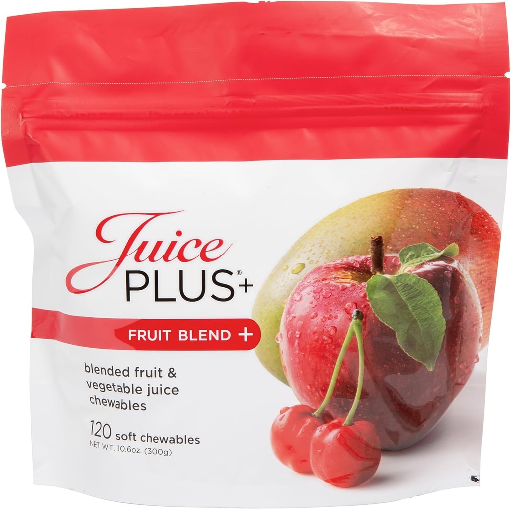 Juice Plus + Fruit Blend Soft Chews (Chewables) - Boost Your Nutrition with 11 Fruits & Plant Ingregents - Vegan Gummy for Kids & Dewas - Vitamin, Whole Food Nutrition - 1 Pouch (1- Mo, 30 Chews)