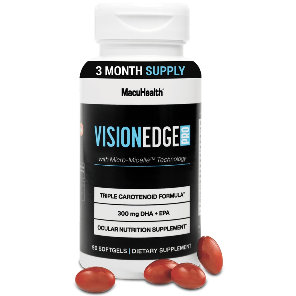 Tambahan Mata untuk Atlet; Formula dengan Lutein, Alaxanthin, dan Meso-Zexanthin, Suplemen Mata Omega 3, Estile Carotenoid untuk Mata - (90 Softgels, 3 Bulan Supply)