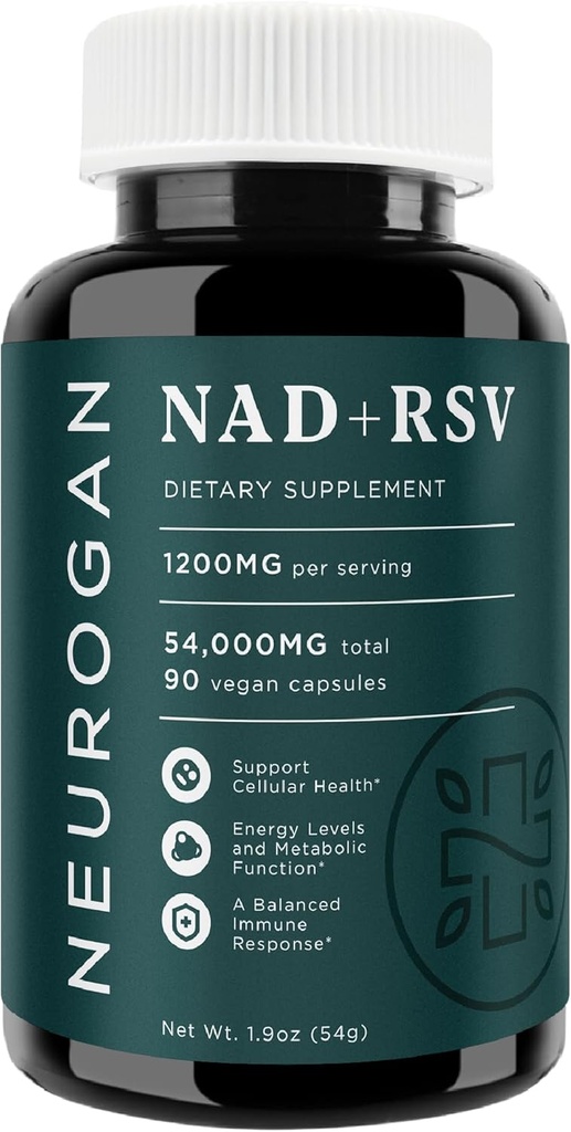 Neurogan NAD + dengan Reveratrol Capsules 1: 1 Rasio - 1200mg Per Serving, 90 Ct - Kesehatan & Kesehatan Sehat Penuaan, Energi & Imune Dukungan - Nicotine Adenine Dinucleotide NAD + Tambahan