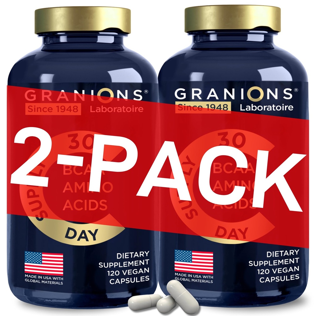 Suplemen Amino Acids untuk Pria & Perempuan - Semua 9 BCAA Suplemen Formula - Leucine Amino Amino Acid, Lysine, Trytophan, Advanced Amino Energy & Muscle Recovery - 240 Vegan BCAA Capsules