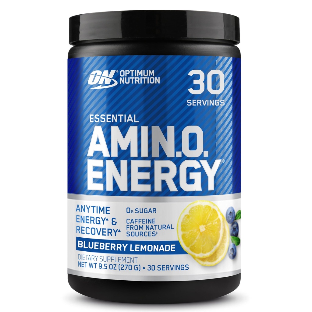 Optimum Nutrition Amino Energy - Pre Workout with Green Tea, BCAA, Acids, Keto Friendly, Green Coffee Extract, Energy Powder - Blueberry Lemonade, 30 Servings (Packaging May Wary)