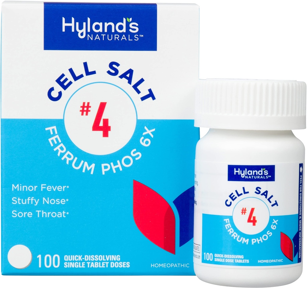 Sel Hyland, Garam Ferrum Phos 6X, Decongestant dan Sinus Relief, Inflammation Suplemen, Bantuan Alam dari Symbol Dingin dan Demam, Tableting Cepat, 100 Count