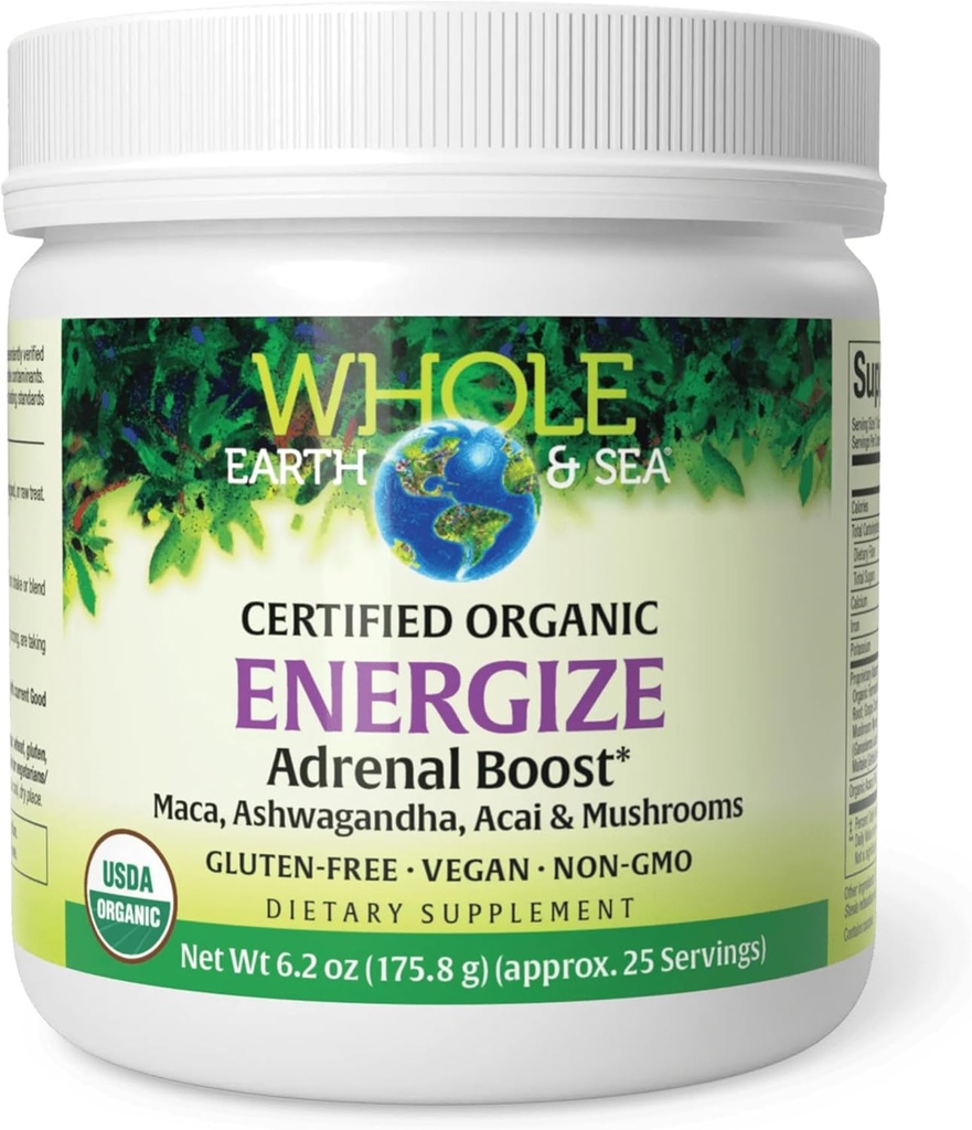 Seluruh Bumi & Laut dari Faktor Alami, Energize Adrenal Boost dengan Root Maka, Ashwagandha & More 6.2 oz powder