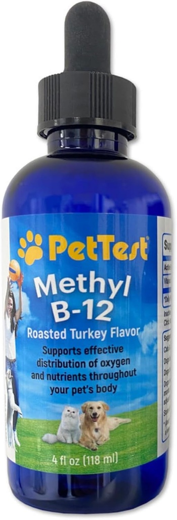 Metyl B12 Vitamin Liquid Test Menjatuhkan 4fl oz (5000 MCG) Suplemen Methylcobalamin untuk Diabetic Pets, Pengaruh Maksimum untuk Meningkatkan Energi untuk Anjing dan Kucing