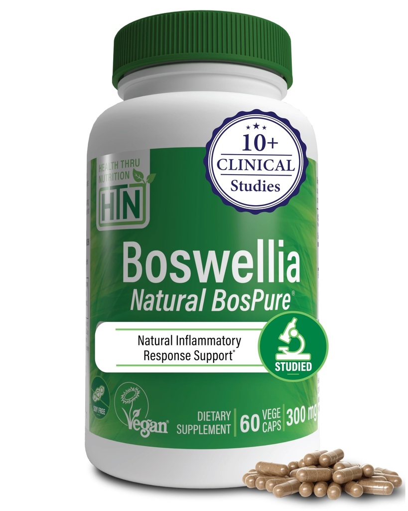 Health Thru Nutrition Boswellia 60 Capsules sebagai Bospure AKBAMAX 124; Potency Tinggi 75% Boswellic Acids 10% AKBA 124; Moyalitas Kesehatan Dukungan Atteral 124; Vegan Ceradfied 14; Non-GMO, Gluten Bebas, Soy Free