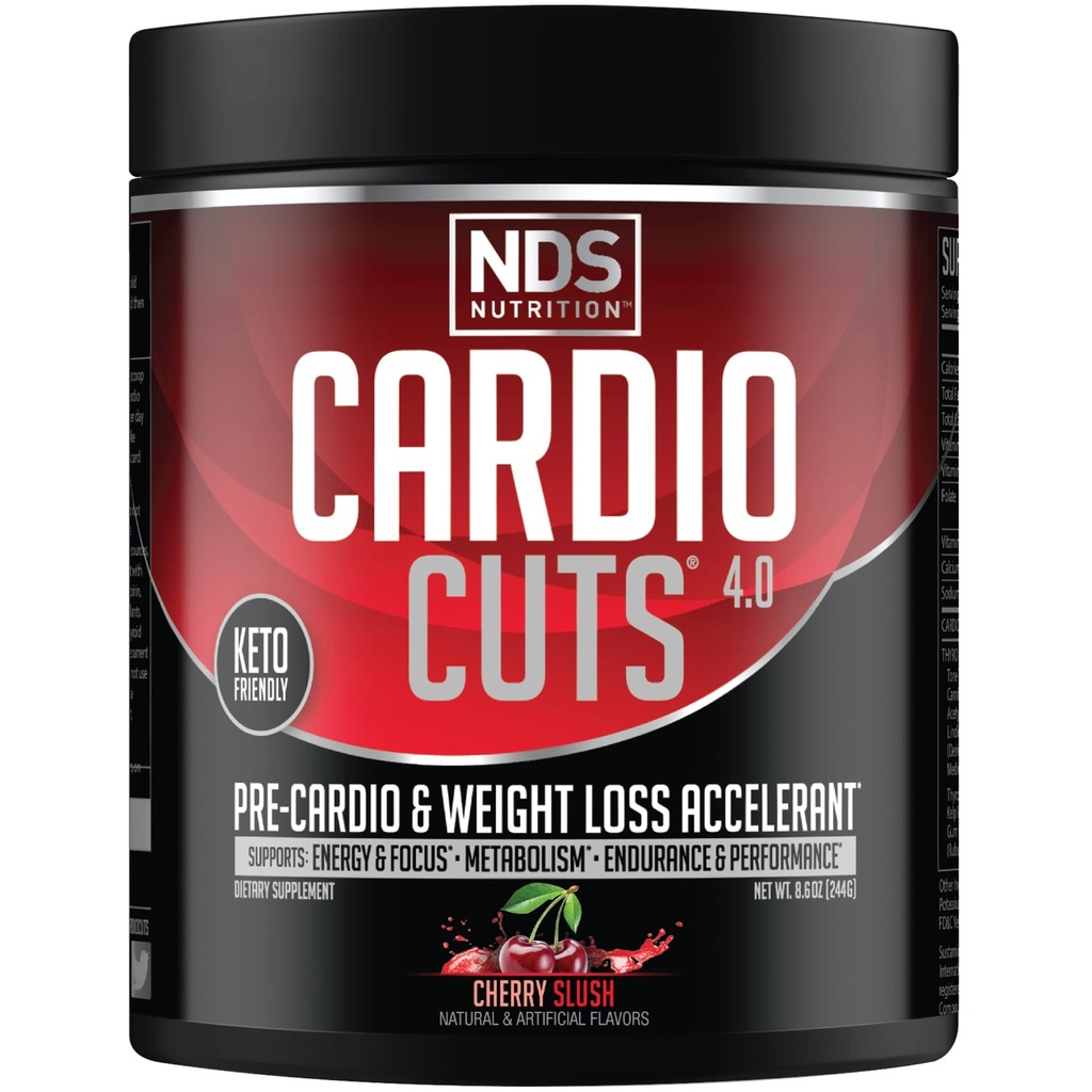 NDS Nutrition 4.0 Pre Workout Supplement - Advanced Wheight Los and Pre Cardio Formula with L- Carnitine, CLA, MCTS, L- Glutamine, and Safflower Oil - Cherry Slush (40 Pelayan)