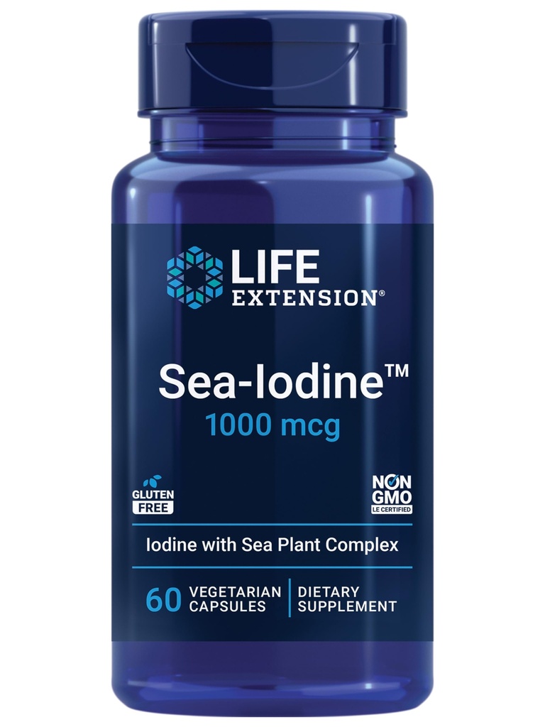 Life Extension Sea- Iodine ™, kelp dan bladderwrack- diturunkan Iodin, Mendukung Levels Sehat Ini Esculity Nutrient untuk Kesehatan Thyroid dan Di luar, Non- GMO, Bebas, Vegetarian, 60 Capsules