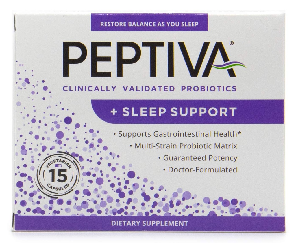 Peptiva 26 Miliar CFU Probiotic and Sleep Dukung - Clinically Validated Multi- Strain Probiotic - Lactoillus dan Bifidobacterium, Melonaciin - 15 Count