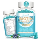 Biotin and Collagen Gummies with B12, Hair Skin and Nails Vitamin Cummies for Hair Growth, Glowing Skin & Strong Nails - Blueberry Flavor, Sugar Free, 120 Ct