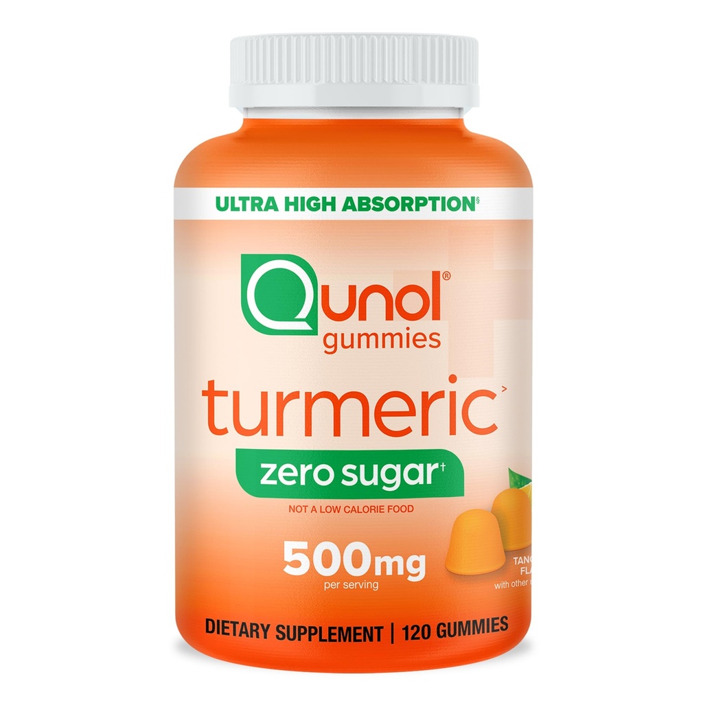 Qunul Zero Sugar Turmeric Gummies, Gummy with 500mg Turmeric Curcumin, Joint Support Support, Ultra High Absorpsi Tumeric Curcumin, Vegetarian, Gluten Free, 120 Count