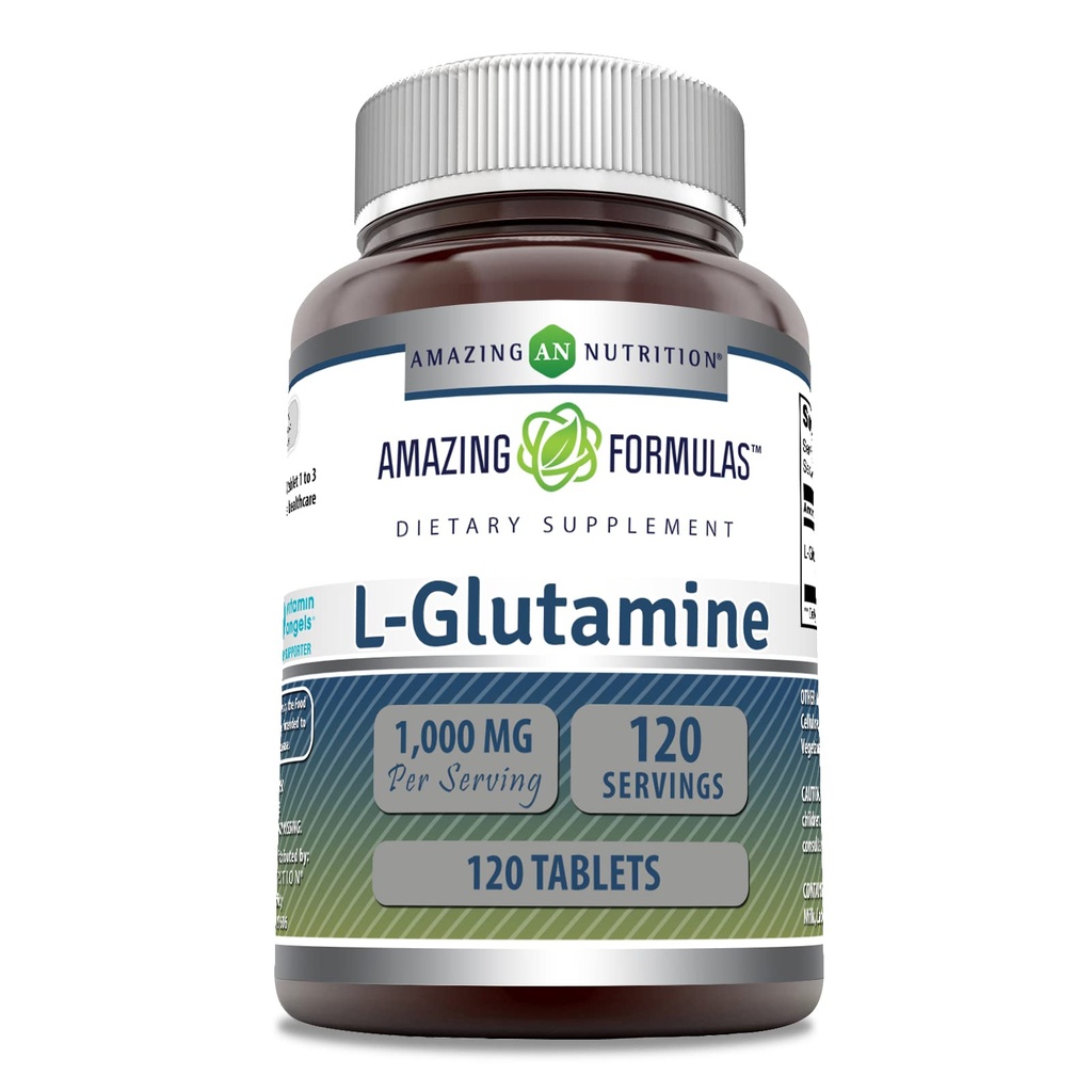Amazing Formulas L Glutamine 1000 Mg Tablet 134; Amino Acid Suplement for Men & Women 14; Non-GMO 124; Gluten Free 124; Made in USA 24; (1 Pack, 120 Count)