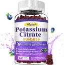 Potassium Citrate Gummies - Tambahan Potasium untuk Kesehatan Otot, Penjepit Kram Kram Kaki & Keseimbangan Electrolite, Vegan, GMO-Non, Gluten- Free, Blueberry Flavor, 60 Count