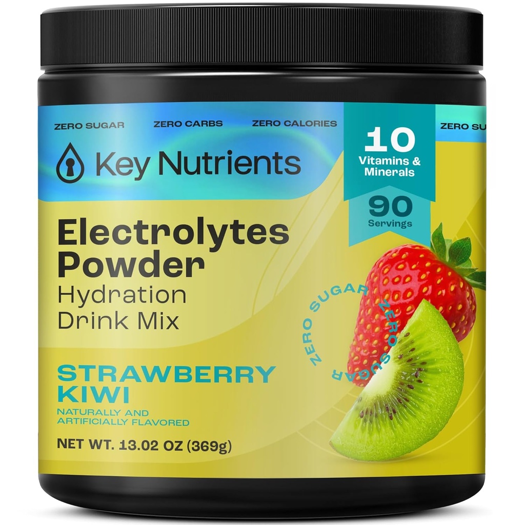 KEY NUTRIENTS Multivitamin Electrolytes Powder No Sugar - Juicy Strawberry Kiwi Electrolite Pounder - Endurance & Energy Suplemen - Powder Hidration