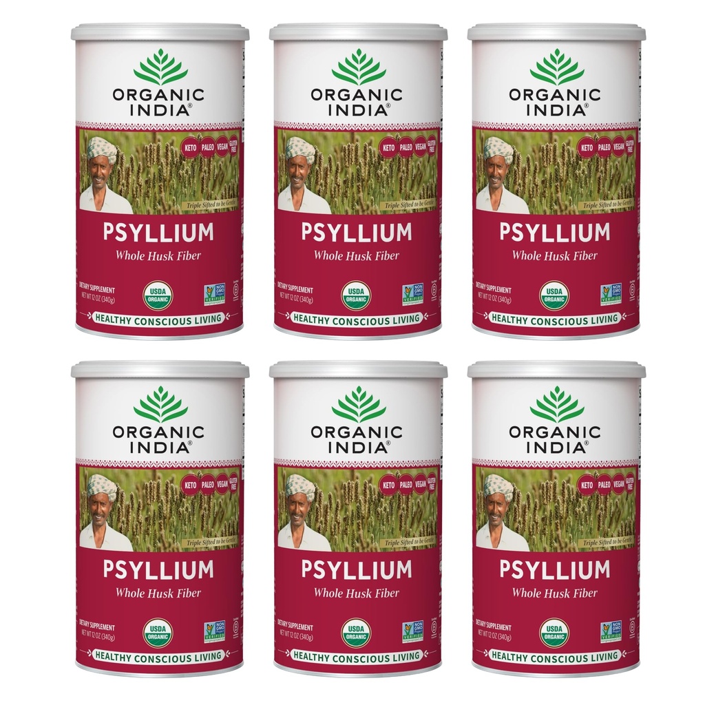 ORGANIC INDIA Whole Psyllium Husk Powder Organic - Psyllium Husk Fiber Suplement, Diffic Support, Vegan, Gluten- Free, Non-GMO, Soluble & INsoluble Fiber Sober Sober Sober Sober Sober Soz