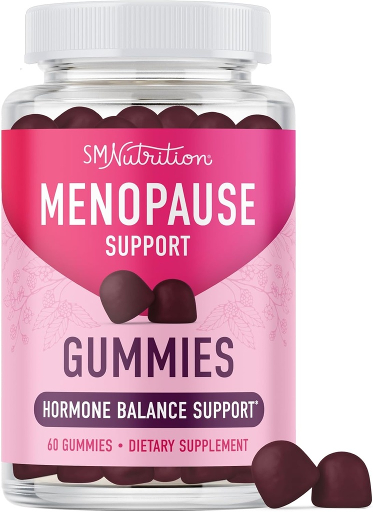 Menopause Dukung Gummies 14; Hormone Balance Relief for Hot Flashes, Night Sweats, Mood Swings, & Bloating £124; dengan Phytoestrom Soy, Vitamin D3, PABA, Biotin 124; Vegetarian, Gluten- Free 124; 60 Count