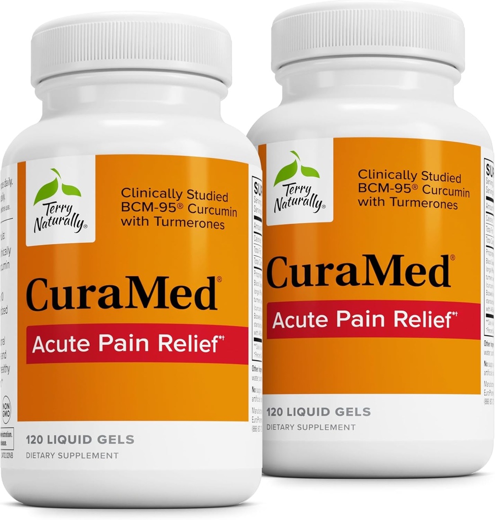 Terry Course CuraMed Acute Pain Relief - Tambahan dengan BCM-95 Curcumin & BOS-10 Boswellia - Black Sesame Semed Oil untuk mendukung Relief Occasional Discomfort - 120 Liquid Gels (Paket 2)