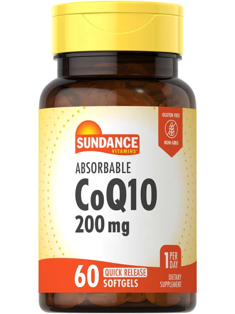 Sundance CoQ10 200mg Softgeels 124; 60 Count 124; dengan Black Pepper Extract 126; Non-GMO & Gluten Free Suplemen