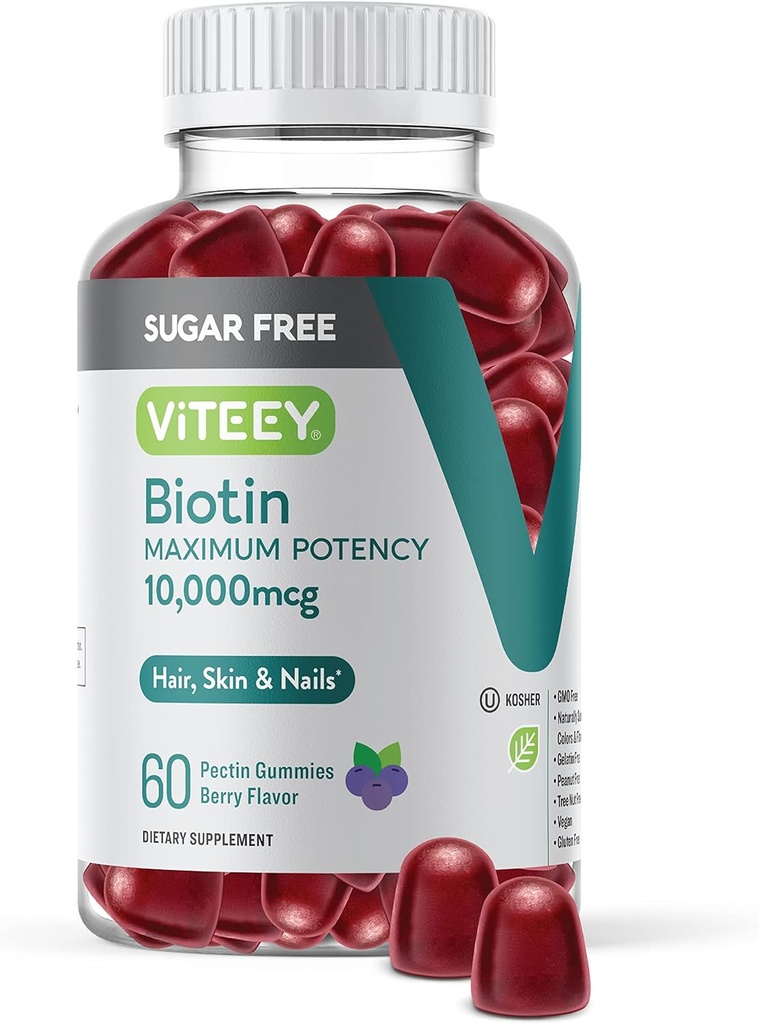 ViteyBiotinGummies for Hair, Skin, and Nails 100.000mcg - Sugar Free - Wird-