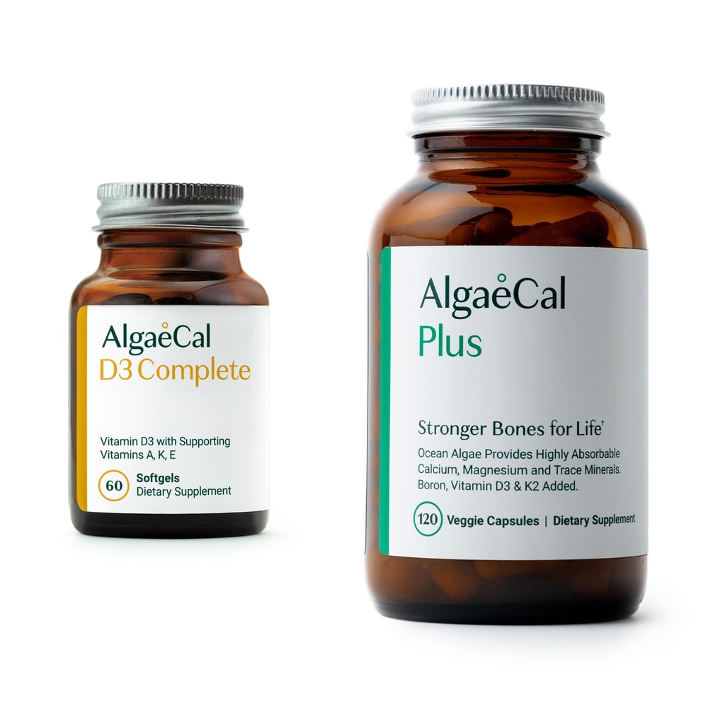 ALGAECAL Bundle - D3 Lengkap (1000 IU) + K2, Vitamin E, Vitamin A & Plant-Based Kalsium untuk lebih kuat Bones