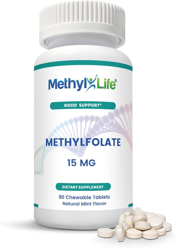 Methyl-Life ® L-Methylfolat 15 mg untuk Perempuan & Pria - Suplemen Aktif Membusuk dengan penelusuran Cerebrofolat ® (L-5-MTHF Kalsium) - Dukungan Bioavabilyability B9