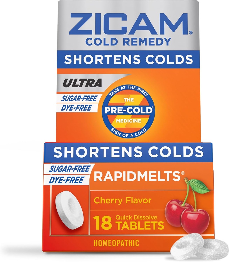 Zicam Cold Remedy Zinc Rapidmelts, Cherry Flavor, 18 Count (Paket 1)