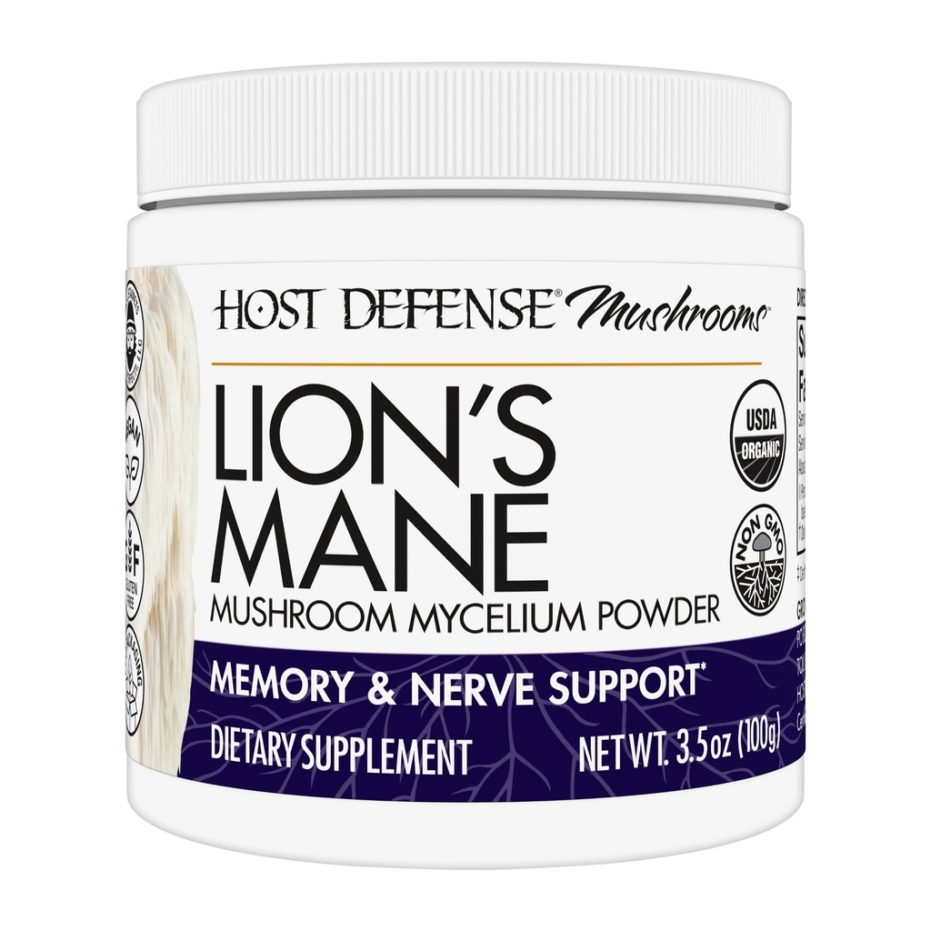 Powder Mane Lion Host - Dukungan Kesehatan Otak - Suplemen Jamur untuk Mendukung Fungsi Fokus & Ingatan - Imune & Gugup Sistem Dukungan Suplemen - 3.5 oz (66 Hamba) *