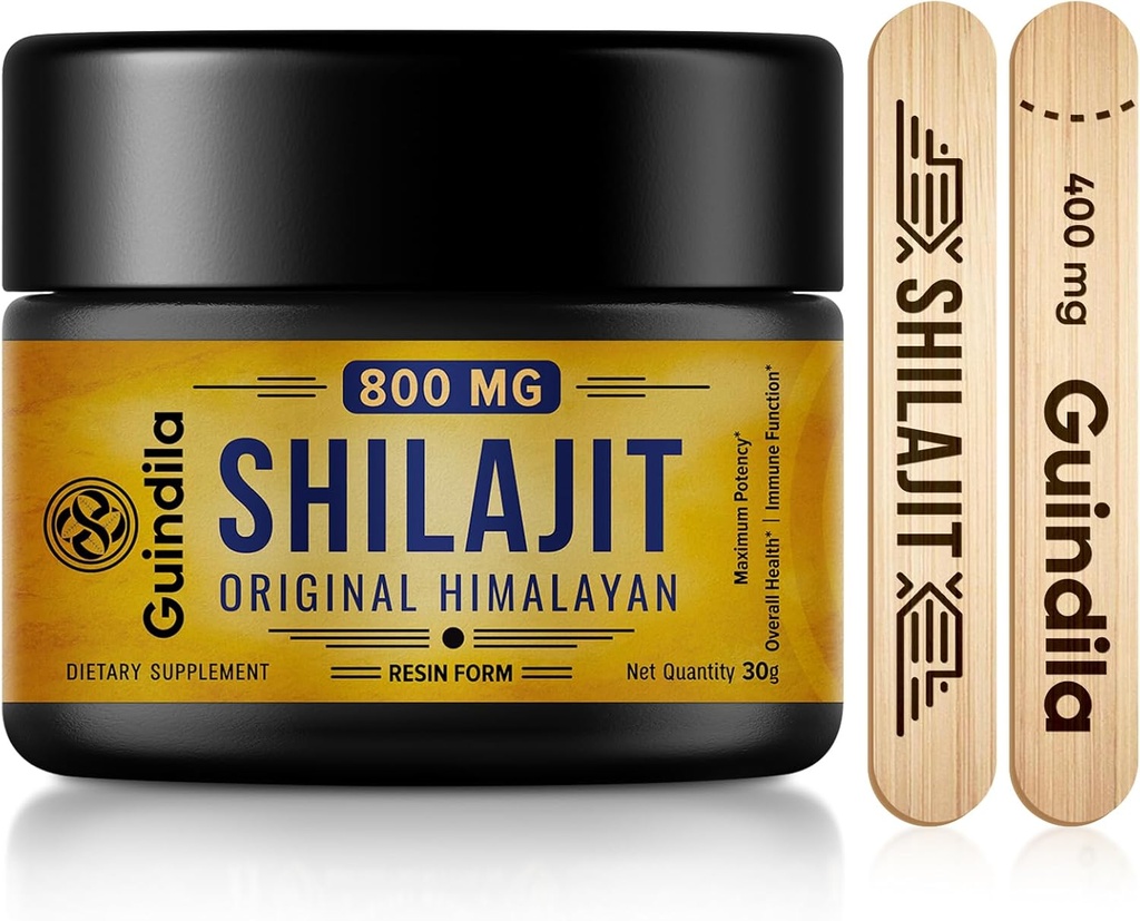Suplai 800mg Shilajit - Shilajit Pure Himalaya Shilajit Resin dengan Potensi Maksimal, asli dari Himalaya dengan 85 + Trace Minevac & Fulvic Acid for Focus & Energy, Immunity, 30 Grams