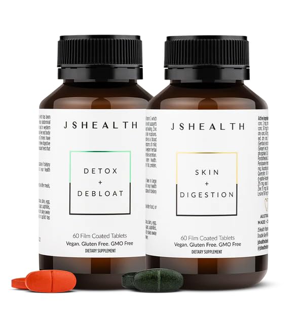 Pembuangan Vitamin JSHealth Dukungan Bundle - Termasuk Detox + Debloat Liver Kesehatan Formula & Skin + Divalry Suplemen