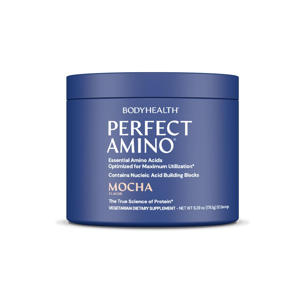 BodyHealth PerfectAmino Powder - BCAA dan bedak EAA untuk Pre dan Post Workout - Amino Acid Energy Dum Pria dan Wanita untuk Mendukung Lean Muscle dan Pemulihan - Mocha - 60 Servings