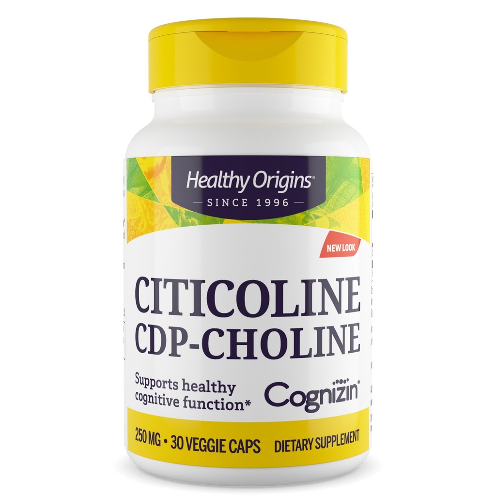 Origins Sehat Cognizin (Citicoline), 250 mg - Suplemen Otak untuk Memori dengan CDP KENEKING - NON-GMO, Vegan & Gluten- Free Suplemen - 30 Vevgie Capsules