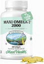 Tambahan Omega 3 - Omega-3 Ikan Oil 2000mg - Sumber Alam EPA & DHA - Hati, Otak & Gabungan Kesehatan - Kosher Certifikasi Wild Caught Marine Fish - 200 Vegetarian Softgels oleh Kesehatan Maxi