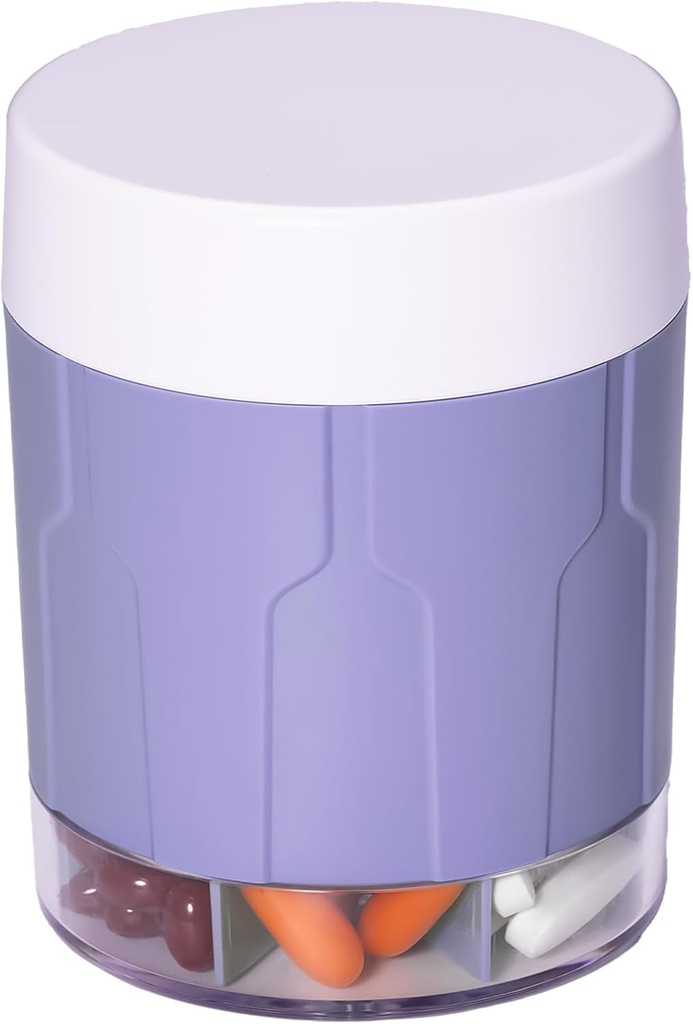 Betife Extra Large Suplement Adplement Organizer, Weekly Pill Organizer Bottle, Daily Pill Discenser dengan 7 Kompartemen Besar, Organisasi untuk Memegang Obat Vitamin 7 Hari, 21 label dan sikat bersih (Purple)