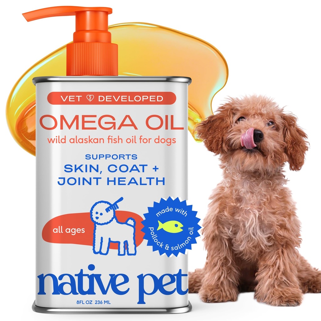Minyak Ikan Pet Omega 3 asli untuk Anjing & Kucing - Memproyekes Sehat Skin, Mantel Shiny, & Strong Joints - Dibuat dengan Minyak Salmon Liar untuk Anjing - Tasty, Past - Menyerap Omega 3 6 9 Liquid Support - 8oz