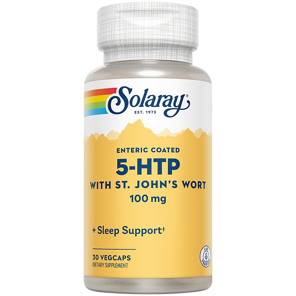 SOLARAY 5-HTP Plus St John 's Welt - 30 Hiburan Berlapisan Kapsul - 100 mg - 30 Pelayan