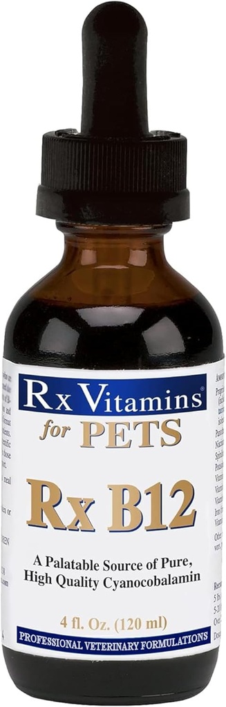 Rx Vitamin Rx B12 for Dogs & Cats - Vitamin B12 Liquid Suplement for Pets - Dog Vitamin for Small & Large Breed - Cat Health Supplies - 4 oz.