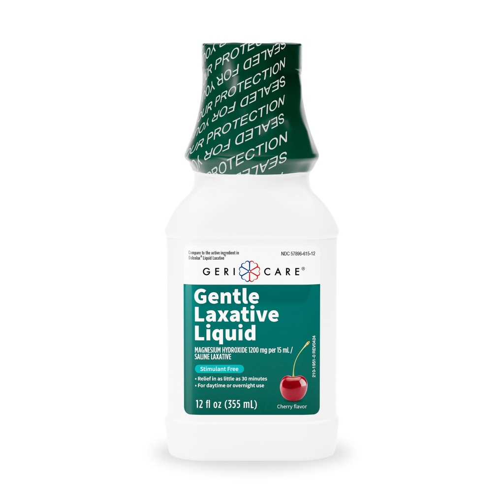 Laxative Liquid GeriCare untuk Relief Sembelit - Maximum Power Stool Softtener dengan Magnesium Hydroxide, Susu Magnesia Cherry Flavored, dan Colonoscopy Dukungan Prep, Stimulant Free 12 oz