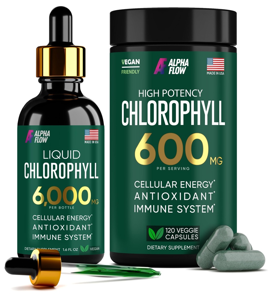 (Bundle) Cair Chlorophyll Drops & Chlorofil Capsules - Natural Energy, Imune Dukungan, Kebebasan Internal dan antioksidant Suplemen