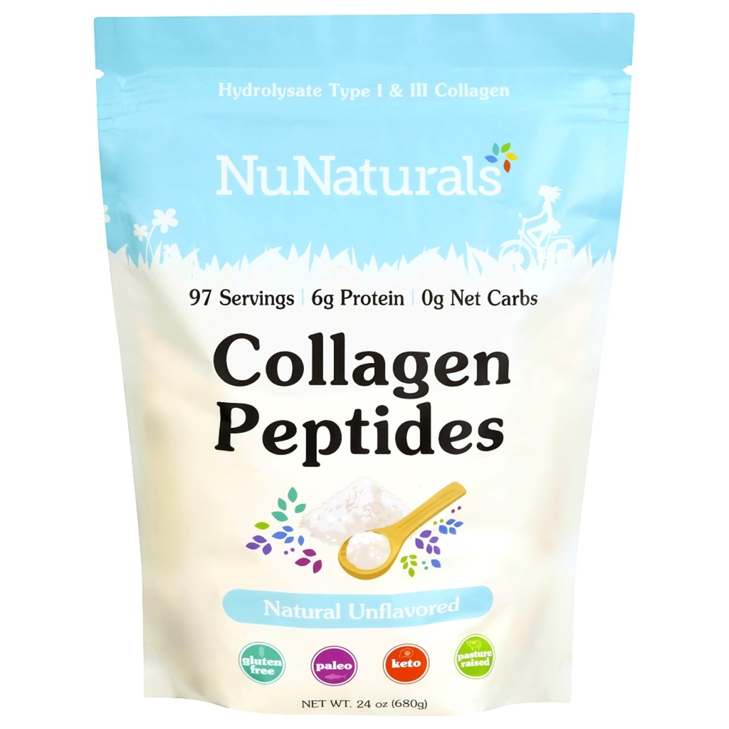 Nunatuals Collagen Peptides Powder (Tipe I, III), untuk Skin, Rambut dan Nail, 24oz