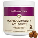 Mushroom Real Mobility Chews for Dogs & Cats - Green Lipped Mussel & ErgoGold Mushroom Blend - Dogs & Cat Vitamin Treats for Active Routines - Bersama, Hip & Flexibility Support - 240 ct Supplemen